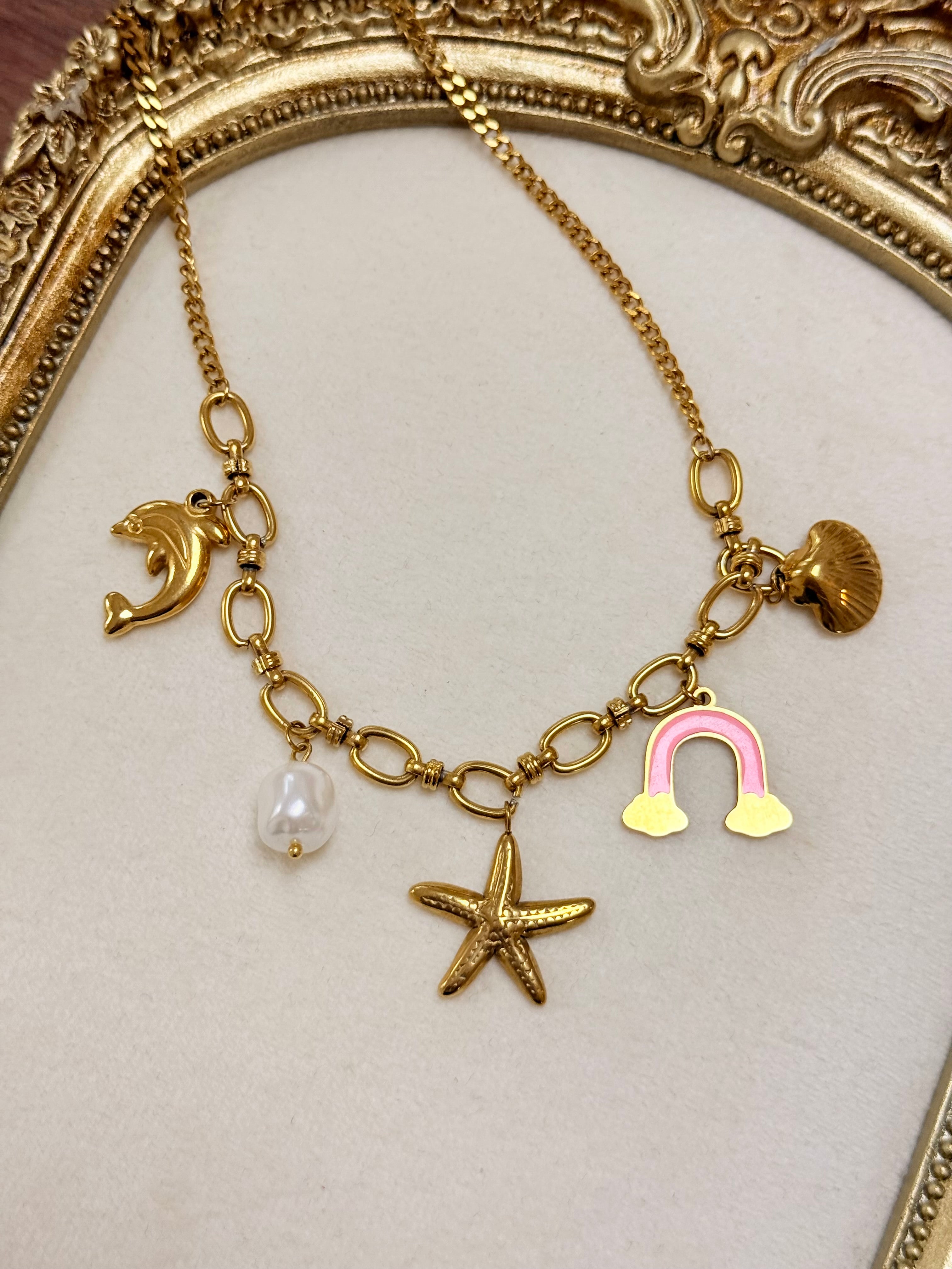 5 Charm Gold Necklace