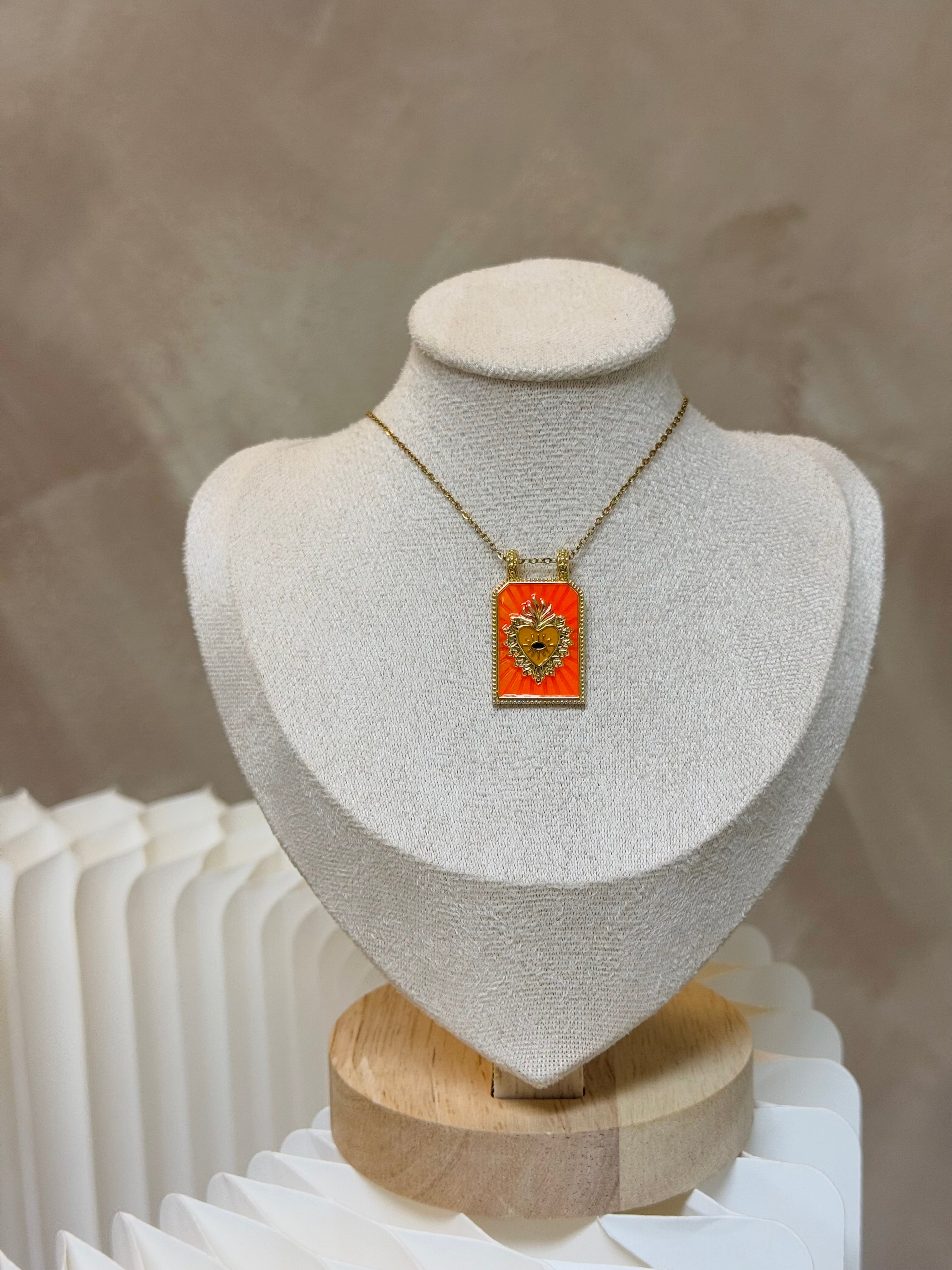 Orange heart necklace